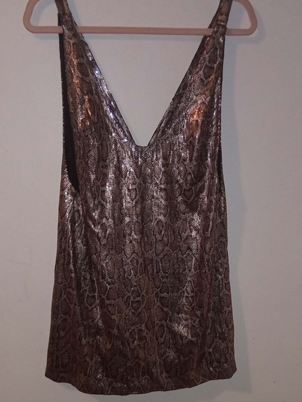 Nasty Gal Metallic Brown Snake-Print V-Neck Camisole